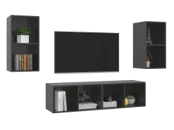 Armários de parede TV 4 pcs derivados madeira cinza brilhante PT322805