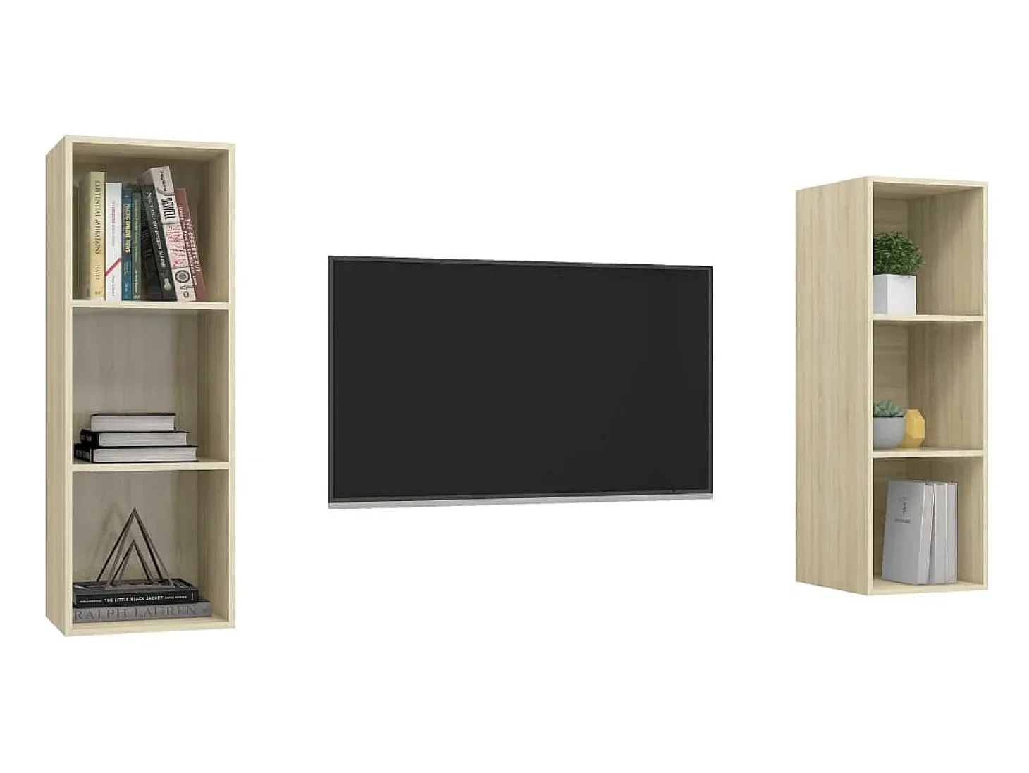 Armários de parede TV 2 pcs derivados madeira carvalho sonoma PT978188