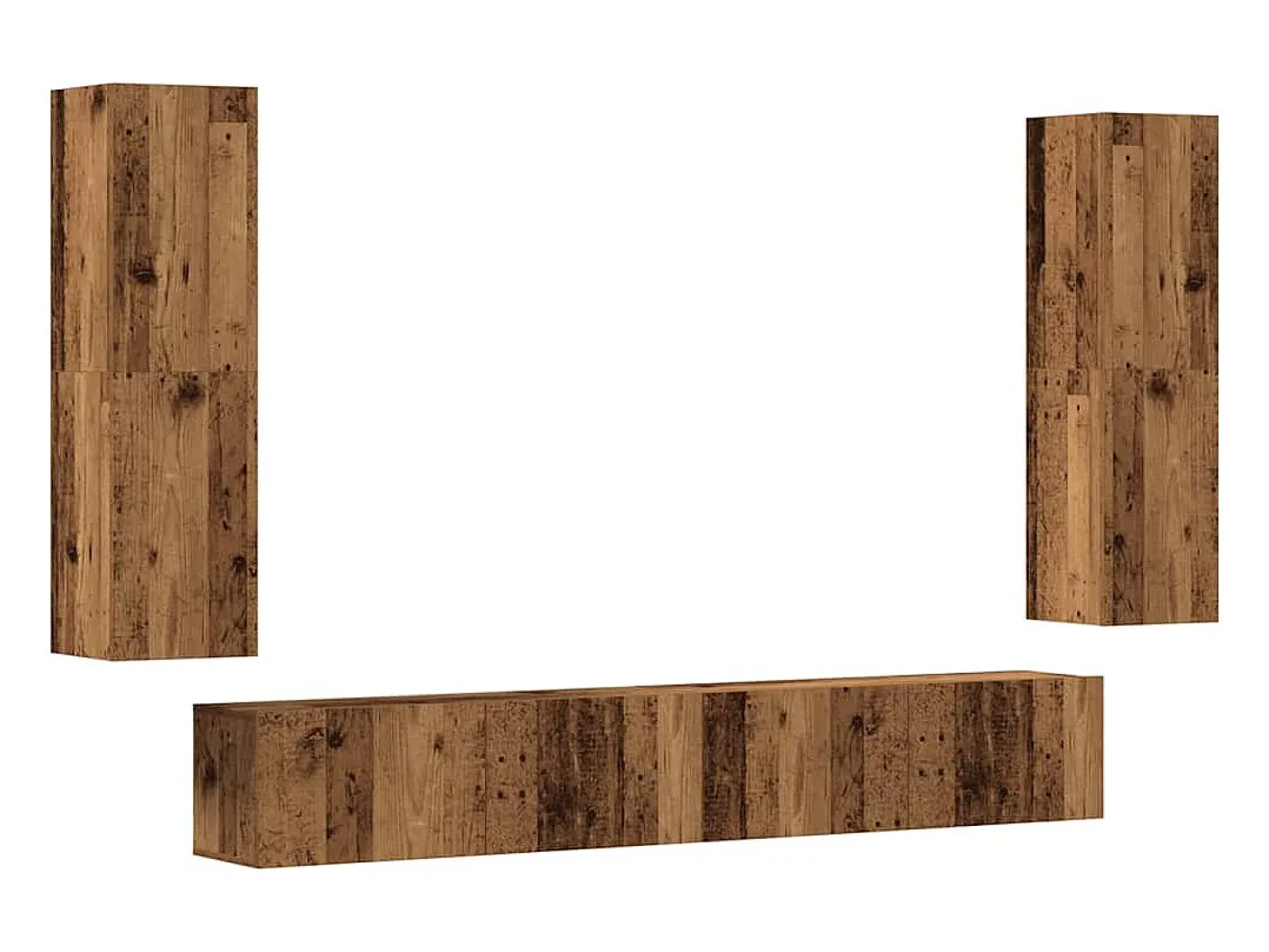 armários de TV montados na parede 4 pcs madeira velha