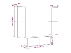 armários de TV montados na parede 3 pcs madeira velha