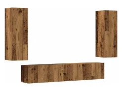 armários de TV montados na parede 4 pcs madeira velha