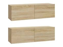 Armários parede 2pcs 100x30x30 cm derivados madeira sonoma PT231465