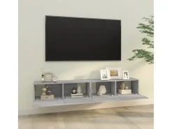 Armários parede 2pcs 100x30x30 cm derivados cinza sonoma PT243095