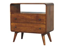 Artisan Furniture Consola Encantadora Nórdica Curva em Madeira Maciça