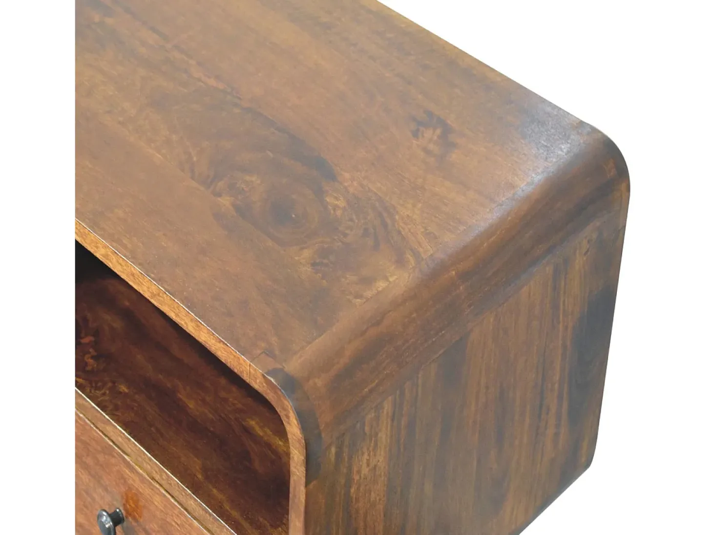 Artisan Furniture Madeira maciça Mesa Console Tripla Curva em Tom Castanho