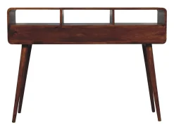 Artisan Furniture Madeira maciça Mesa Console Tripla Curva em Tom Castanho