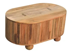 Artisan Furniture Madeira Maciça Mesa de Centro Soba Ball com Tampa Levantável, 1 Armazenamento, Bege