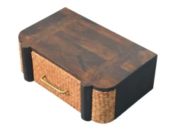 Artisan Furniture Madeira maciça Gaveta de Parede Curva em Rattan