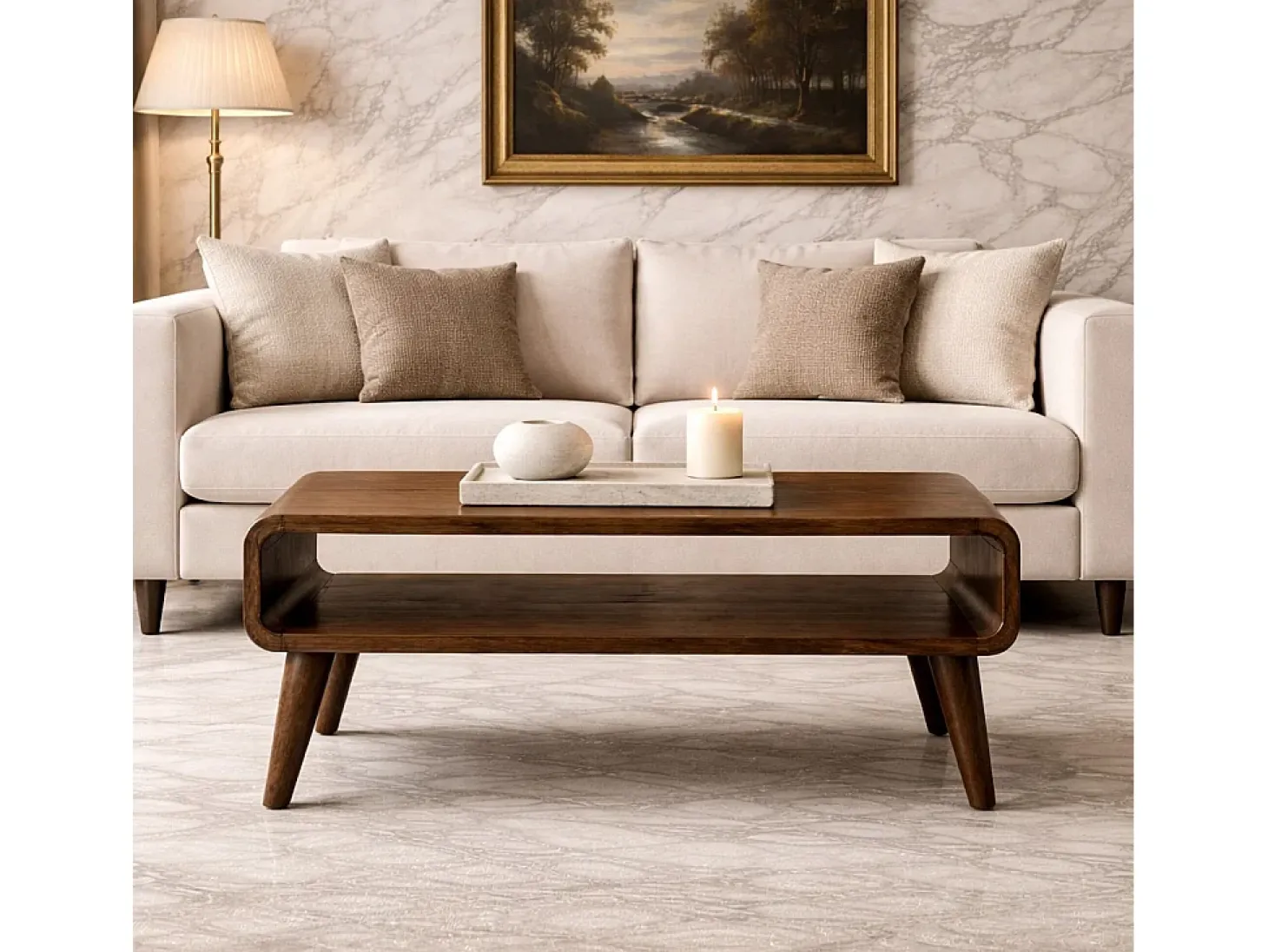 Artisan Furniture Mesa de centro com bordas arredondadas