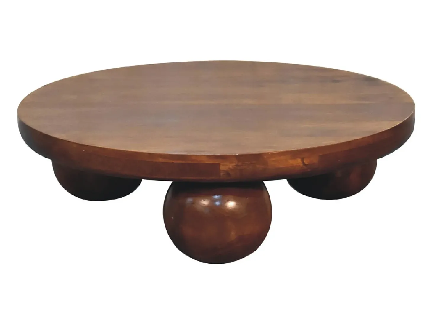 Artisan Furniture Mesa de cabeceira em madeira maciça castanha com bola central