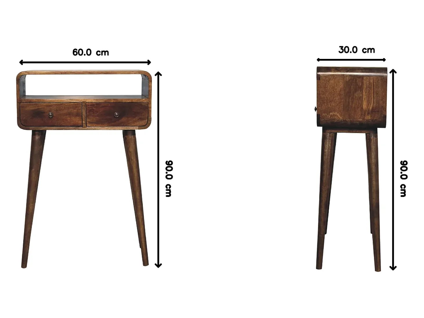 Artisan Furniture Mini consola curva cinza desbotado