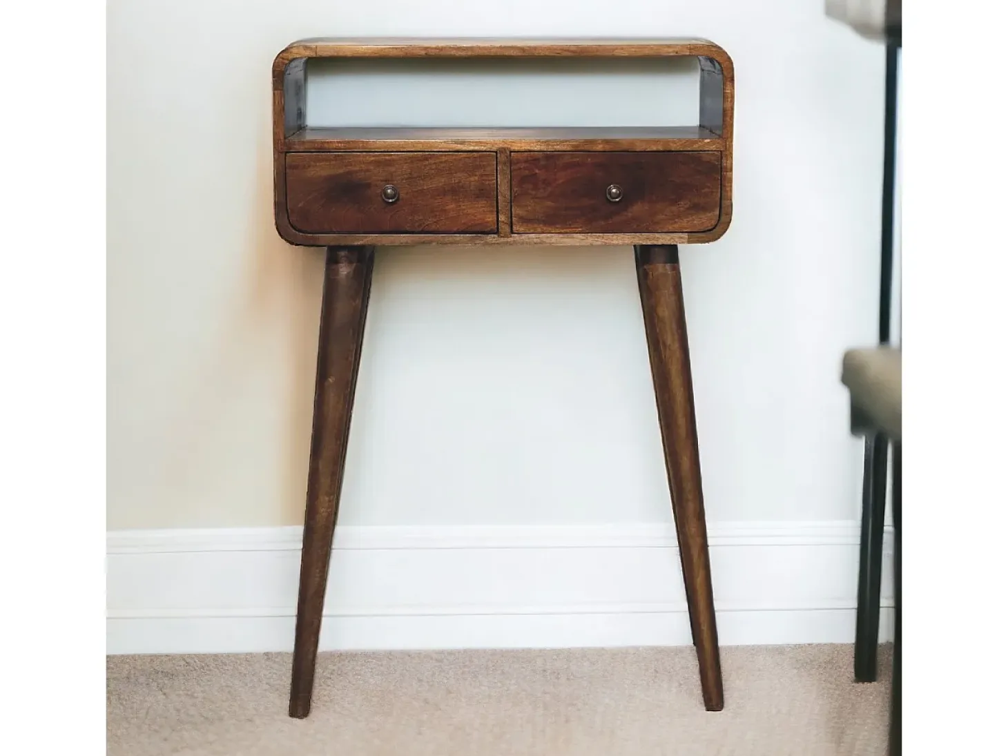 Artisan Furniture Mini consola curva cinza desbotado