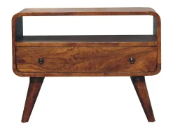 Artisan Furniture Unidade de TV Mini Curva em Castanheiro em Madeira Maciça