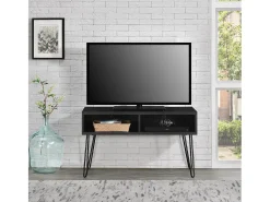 Athena | Armário TV com 2 compartimentos em efeito mármore preto