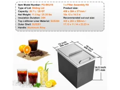 Baú de Gelo SucceBuy, 45,7 x 30,5 x 36,5 cm, em Aço Inoxidável, com Tampa, Caixa de Gelo