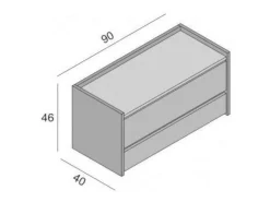 Baú Dgaiard, Móvel de entrada moderno com sapateira, Baú com dois contêineres, 100% Fabricado na Itália, 90x40h46 cm, Branco e Cimento