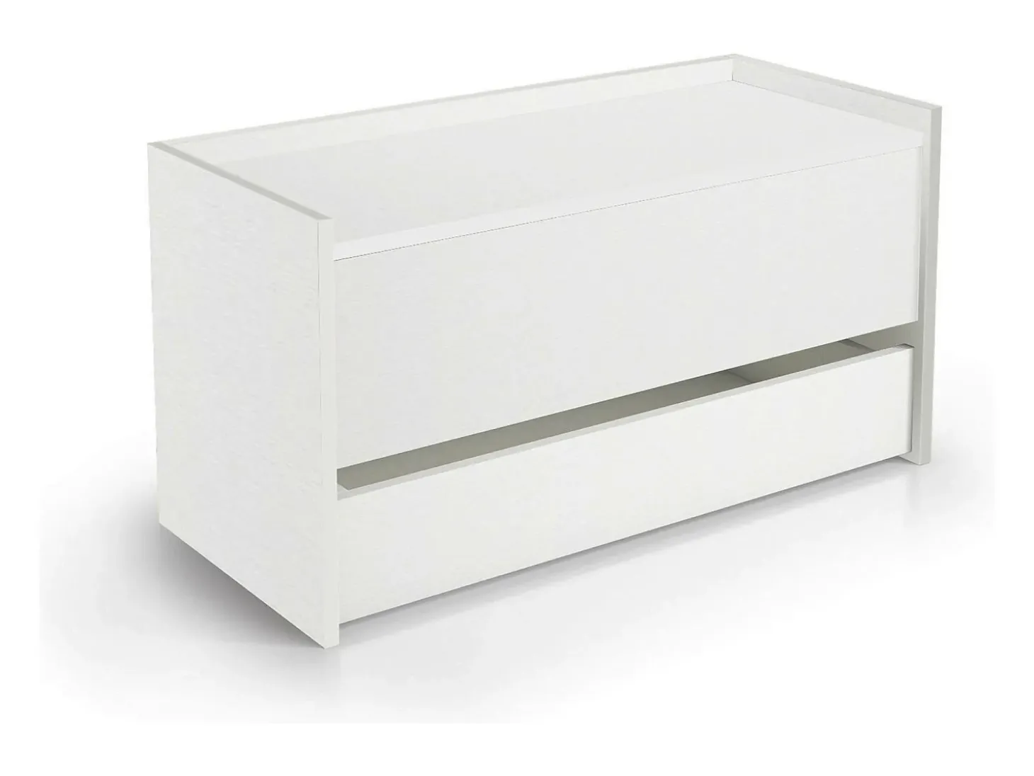 Baú Lantana, Móvel de entrada moderno com sapateira, Baú com dois recipientes, 100% Fabricado na Itália, 90x40h46 cm, Branco