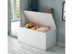Baú Miltonia, grande caixa de armazenamento multiuso, baú moderno, 100% fabricado na Itália, 90x45h45 cm, branco