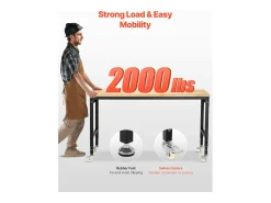 Bancada de Oficina SucceBuy, 152,4 cm, Mesa de Trabalho com Rodízios e Altura Ajustável, Capacidade de Carga 907,2 kg, em Carvalho para Escritório, Casa