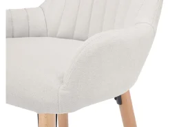 Banco alto tecido e madeira de faia cor creme - ELEANA