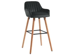 Banco alto veludo preto e metal ELEANA (Conjunto de 2)