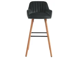 Banco alto veludo preto e metal ELEANA (Conjunto de 2)