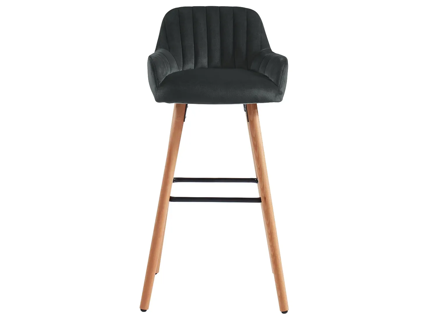 Banco alto veludo preto e metal ELEANA (Conjunto de 2)