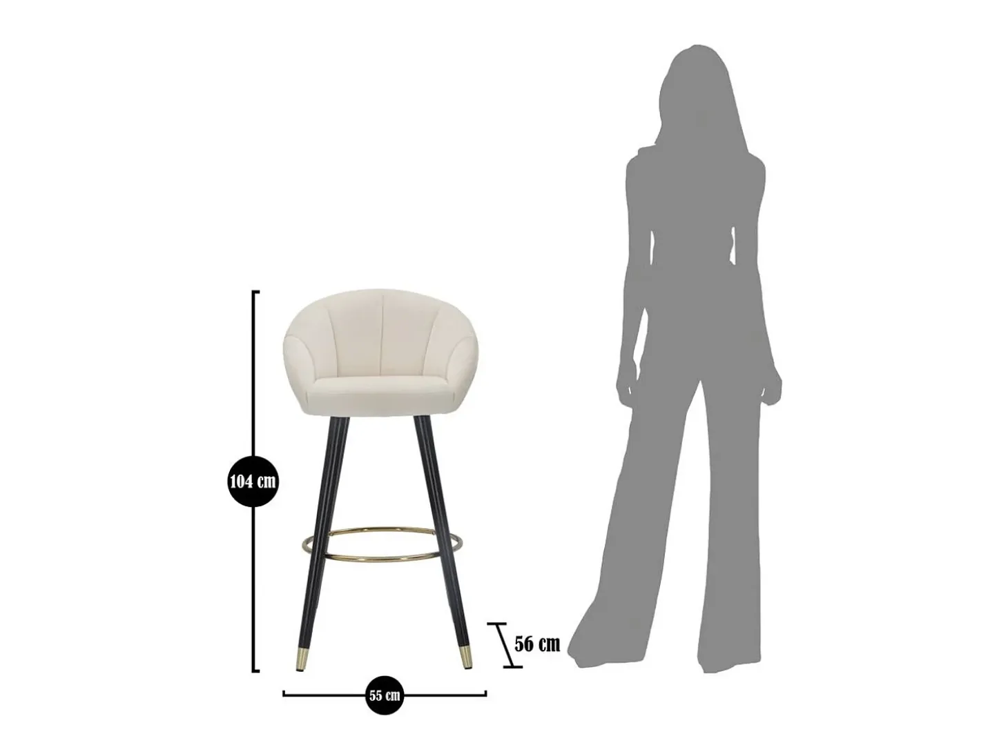 Banco Alto VKH429, Bege, 55x56x104 cm, Kendra Home