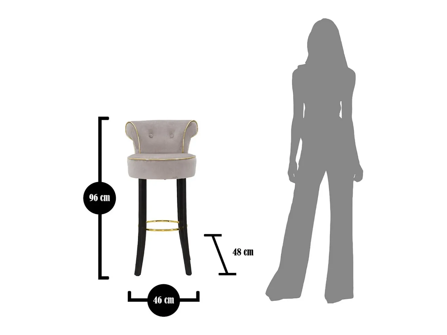 Banco Alto VKH441, Cinzento, 46x48x96 cm, Kendra Home