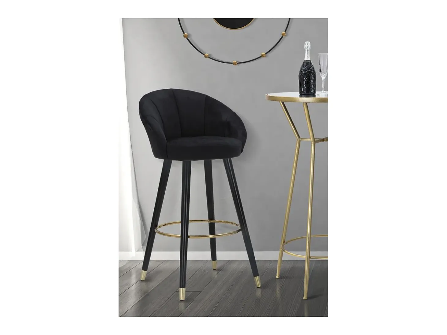 Banco Alto VKH430, Preto, 55x56x104 cm, Kendra Home