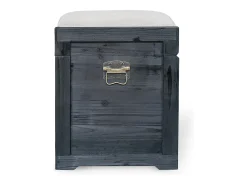 Banco baú com almofada em linho, C. 80 x P. 40 x A. 53 cm, Preto e bege, TURZA