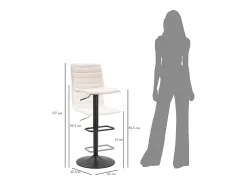 BANCO DE BARRA ALTO BRANCO CM 43X49.5X85.5-107(ASSENTO CM 61-82.5)