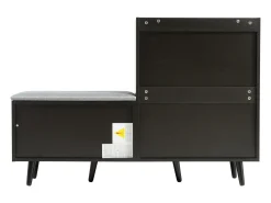Banco de sapatos moderno com 4 portas e almofada - pernas e puxadores de metal - cor preta - 120 x 34 x 82 cm