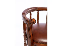 Banco giratório de bar - Assento em pele castanha - Cor nogueira 54,8x54,8x66cm