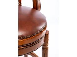 Banco giratório de bar - Assento em pele castanha - Cor nogueira 54,8x54,8x66cm