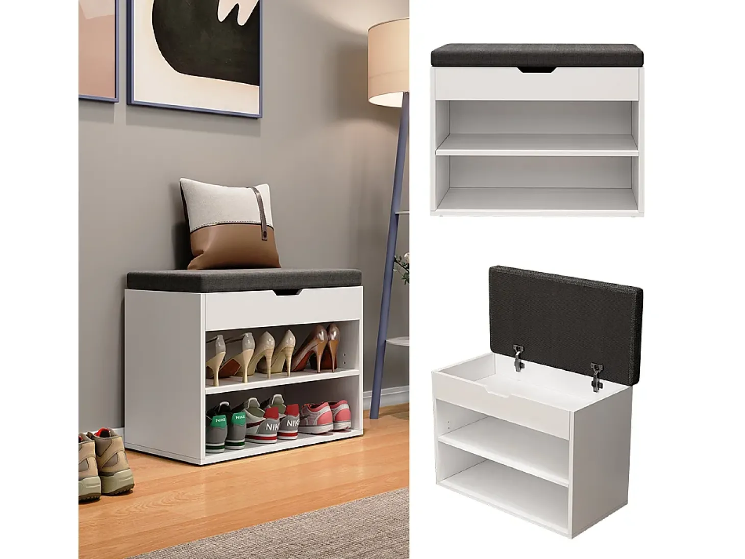 Banco para sapatos branco 60x30x45 titus