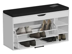 Banco para sapatos branco/preto 90x30x50 solino