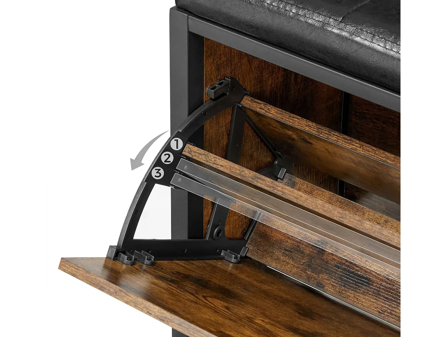 Banco para Sapatos 80x30x51 cm preto vintage castanho
