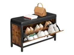 Banco para Sapatos 80x30x51 cm preto vintage castanho