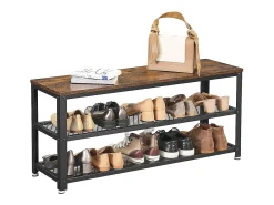 Banco para Sapatos 100x30x45 cm Preto Rústico Castanho Bryce