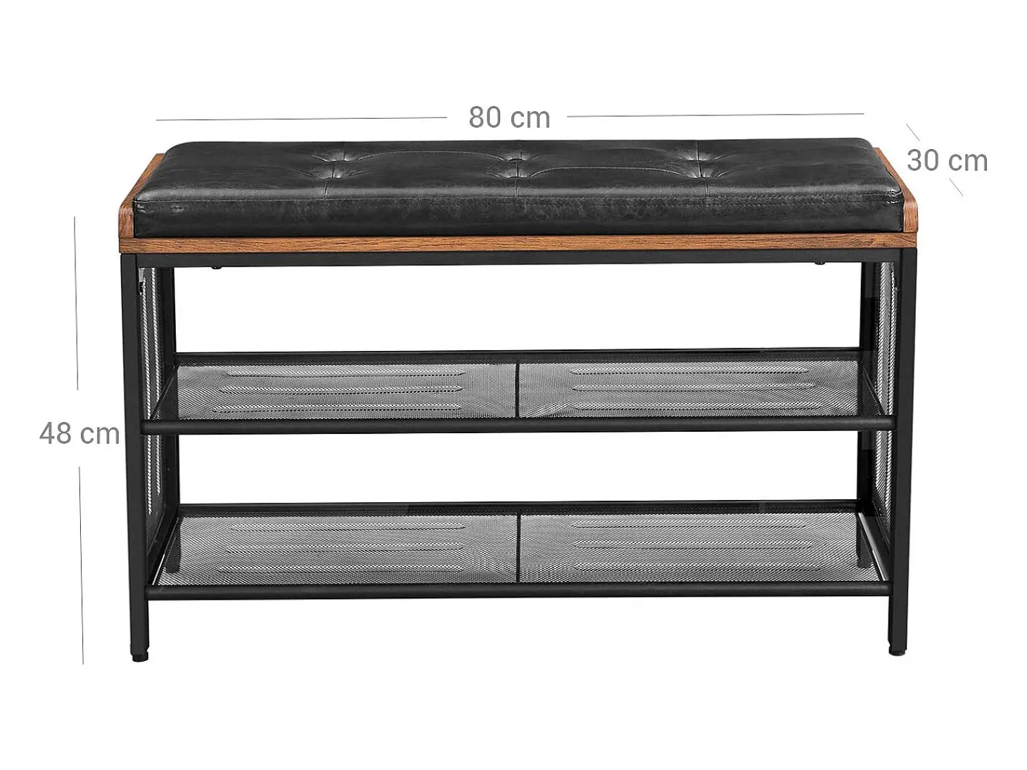 Banco para sapatos 80x30x48 cm preto Vintage castanho copadion