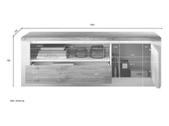 Banco para TV SASHA – 1 porta, 1 gaveta e 1 nicho aberto com LED – Branco laqueado e carvalho Cadiz