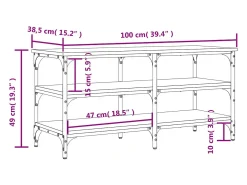 Banco sapateira 100x38,5x49cm derivados madeira cinzento sonoma