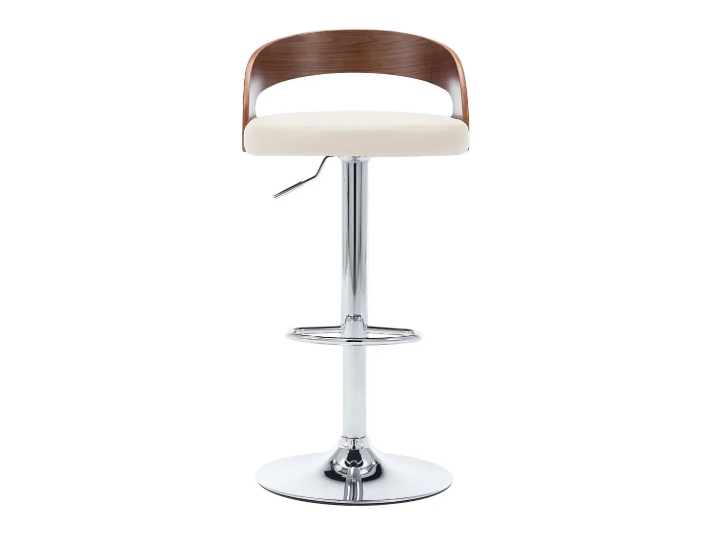 Bancos de bar 2 pcs couro artificial creme e madeira curvada