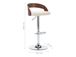 Bancos de bar 2 pcs couro artificial creme e madeira curvada
