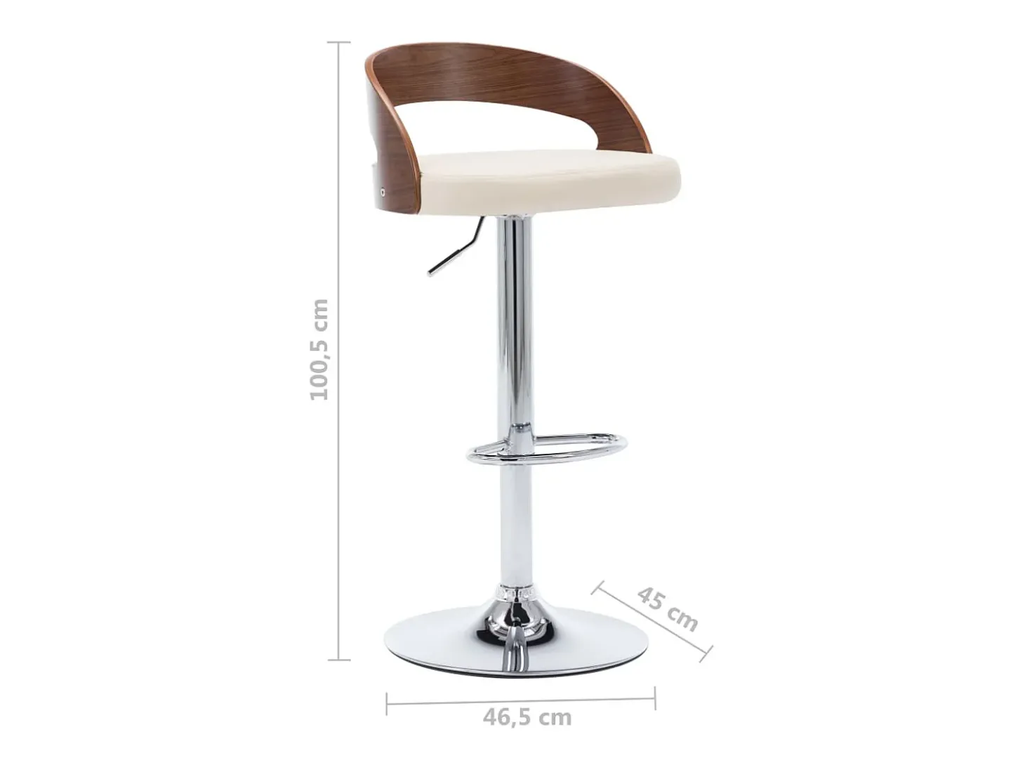 Bancos de bar 2 pcs couro artificial creme e madeira curvada