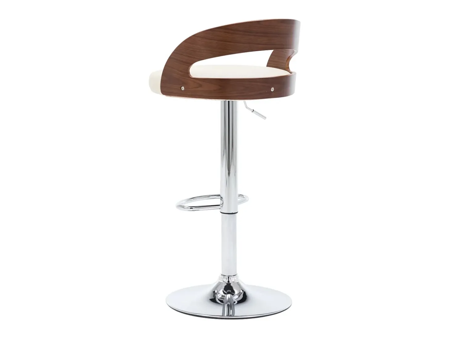 Bancos de bar 2 pcs couro artificial creme e madeira curvada