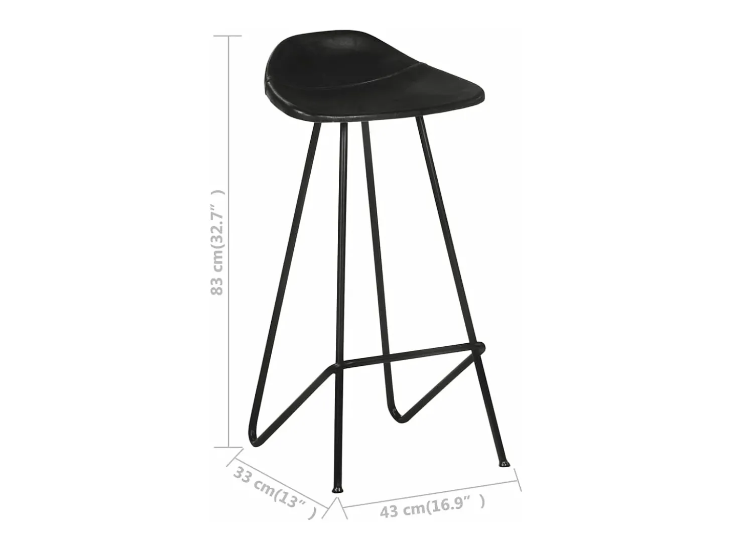 Bancos de bar 2 pcs couro genuíno preto