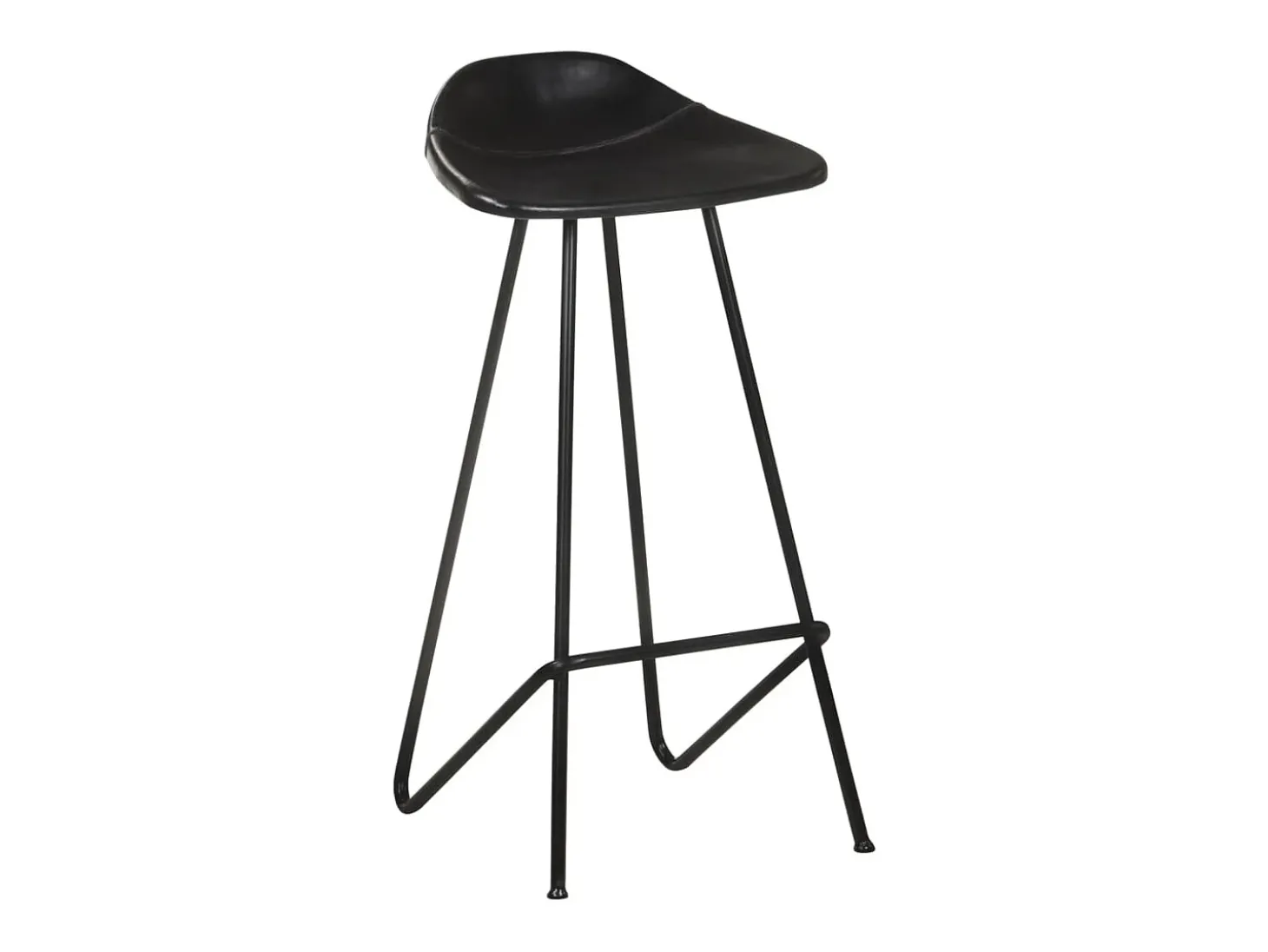 Bancos de bar 2 pcs couro genuíno preto