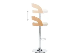 Bancos de bar 2 pcs couro artificial creme e madeira curvada